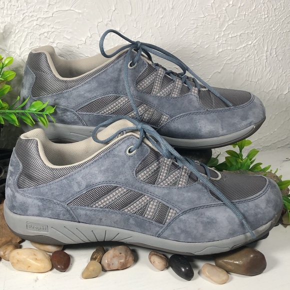 Propet Leila Rejuve Athletic Denim Suede Laced Workout Walking Shoe Size 11 - Picture 5 of 16
